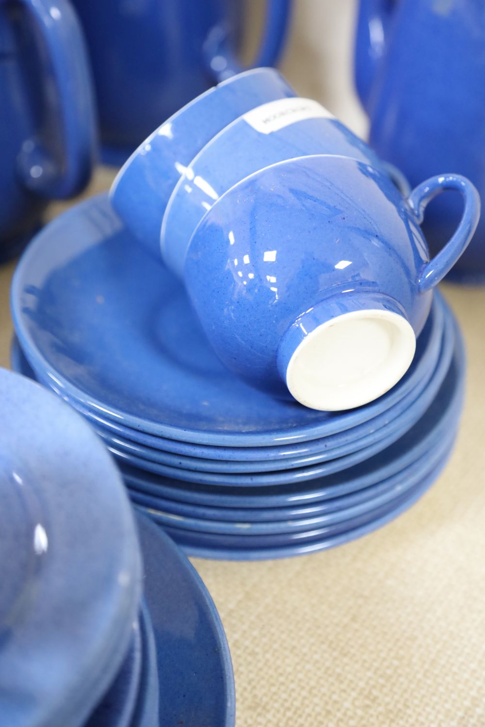 A Moorcroft powder blue part tea service